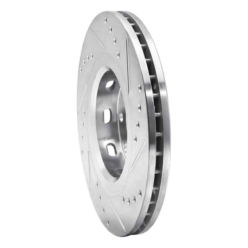 Chevrolet AVEO Brake Rotor (1) - Front Left - R1 Concepts - Drilled & Slotted - Silver - `04-`17